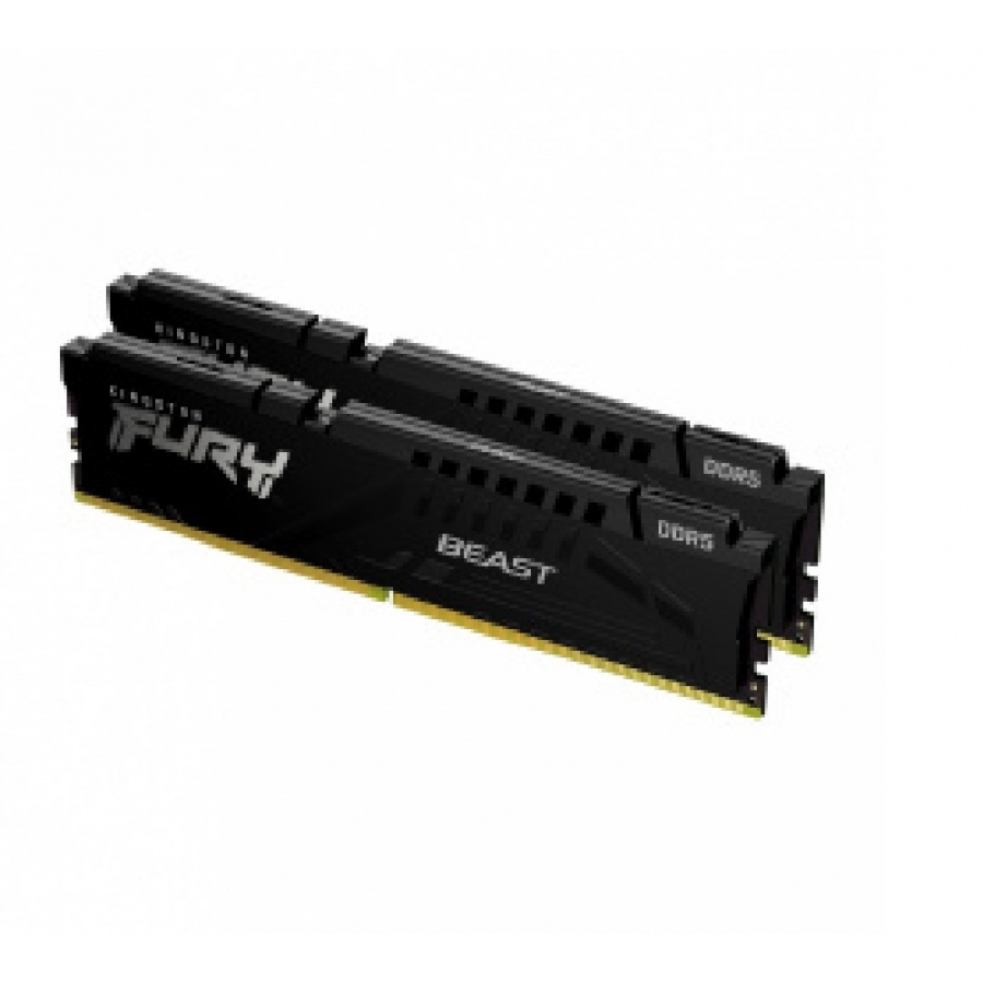 Memoria Ram KINGSTON Dimm DDR5 32GB 2X16GB 5200MT/S Fury Beast Black CL40 288PIN 1.25V C/Disipador De Calor P/Pc/Gamer/Alto Rendimiento Kit 2 KF552C40BBK2-32