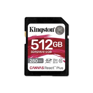 Memoria Flash Sd KINGSTON Sdxc Canvas React Plus 512GB 280R/150W Uhs-ii U3 V60 SDR2V6/512GB