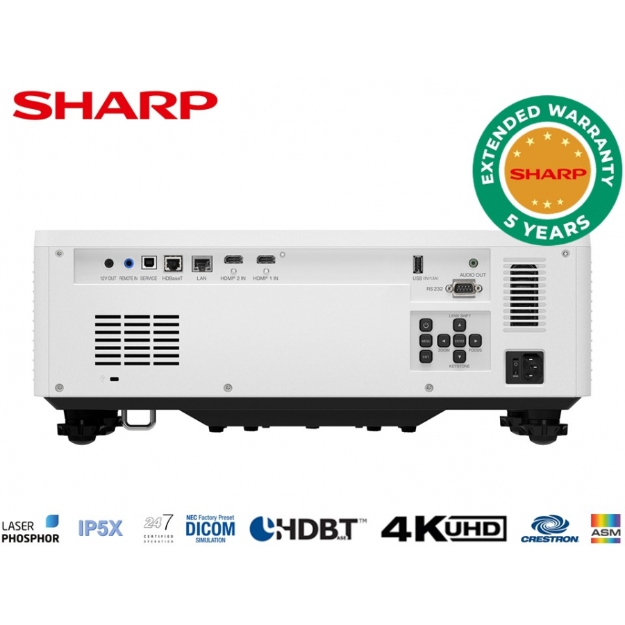 Videoproyector Laser Sharp XP-P721Q-W Lcd 7200 Lm Uhd 3840 X 2160 Cont 3,000,000:1 HDMI / Hdbaset W-Hdcp V1.4/ Zoom 1.6X /Spk 10W