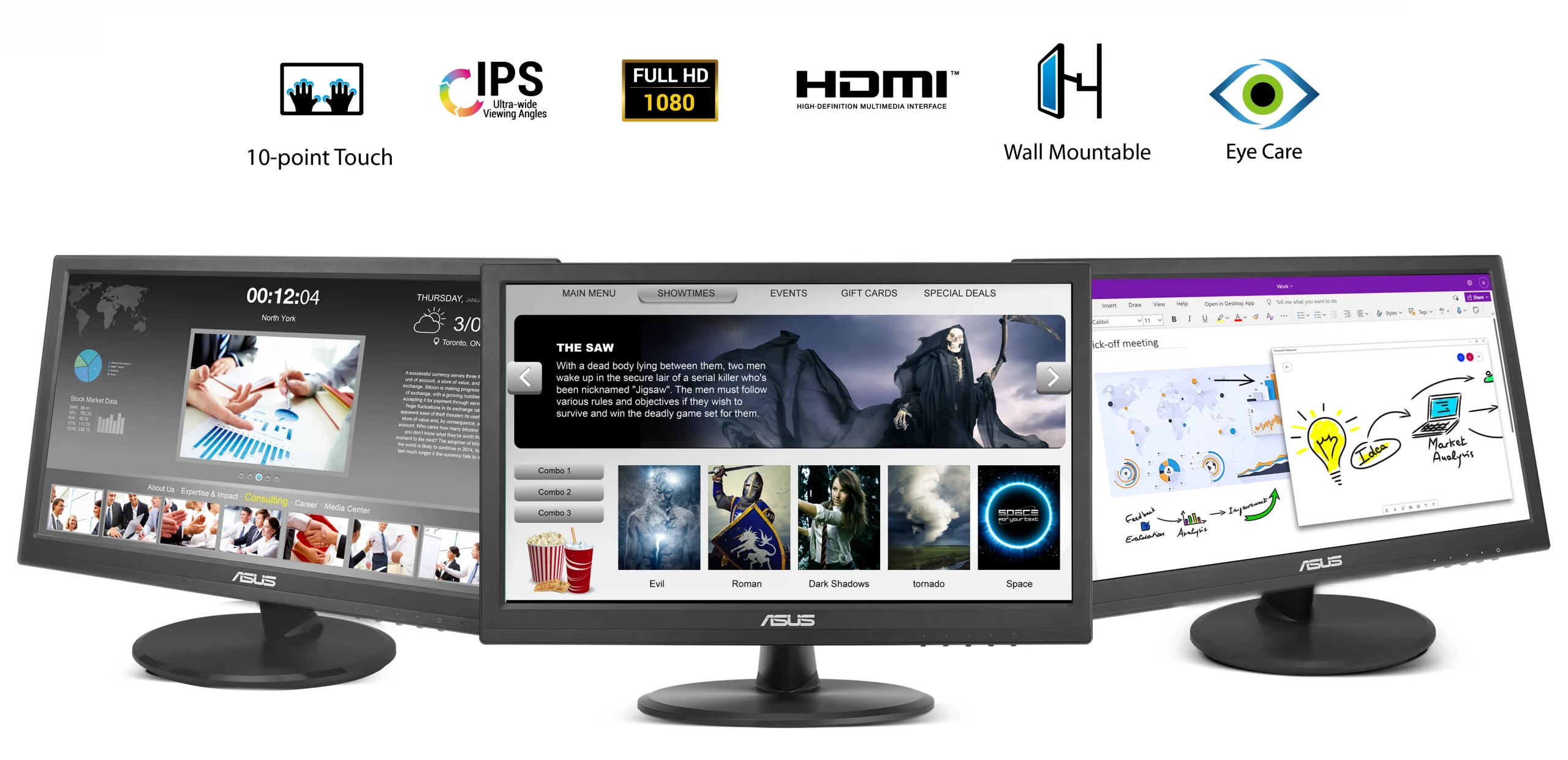 Monitor Touch ASUS VT169HE /15.6 /1920X1080 /Tr 5MS /Hdmi /Vga /Vesa - Imagen de 2