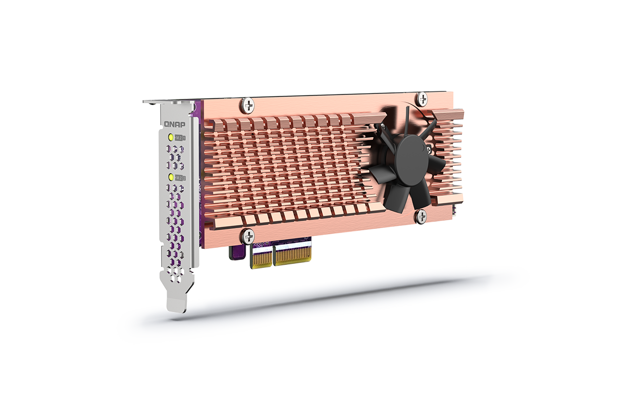 Dual M.2 22110/2280 PCIE SSD Expansion Card (Pcie GEN2 X4), Low-Profile Bracket Pre-Loaded, Low-Profile Flat And Full-Height Are Bundled *Shorter Version To Support TVS-X82/TS-X77 PCIE Slot 2 & Slot