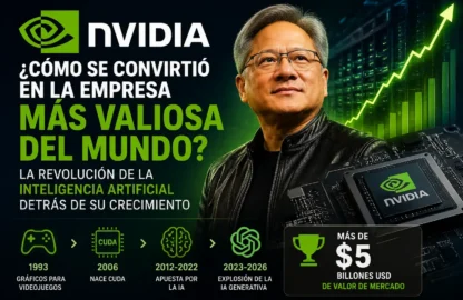 Jensen Huang y NVIDIA liderando la revolución de la Inteligencia Artificial con GPUs, centros de datos y tecnología para IA generativa.